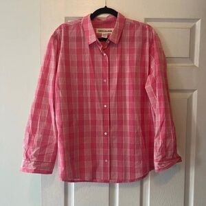 Caron Callahan Alice Shirt Pink Plaid Large Cotton